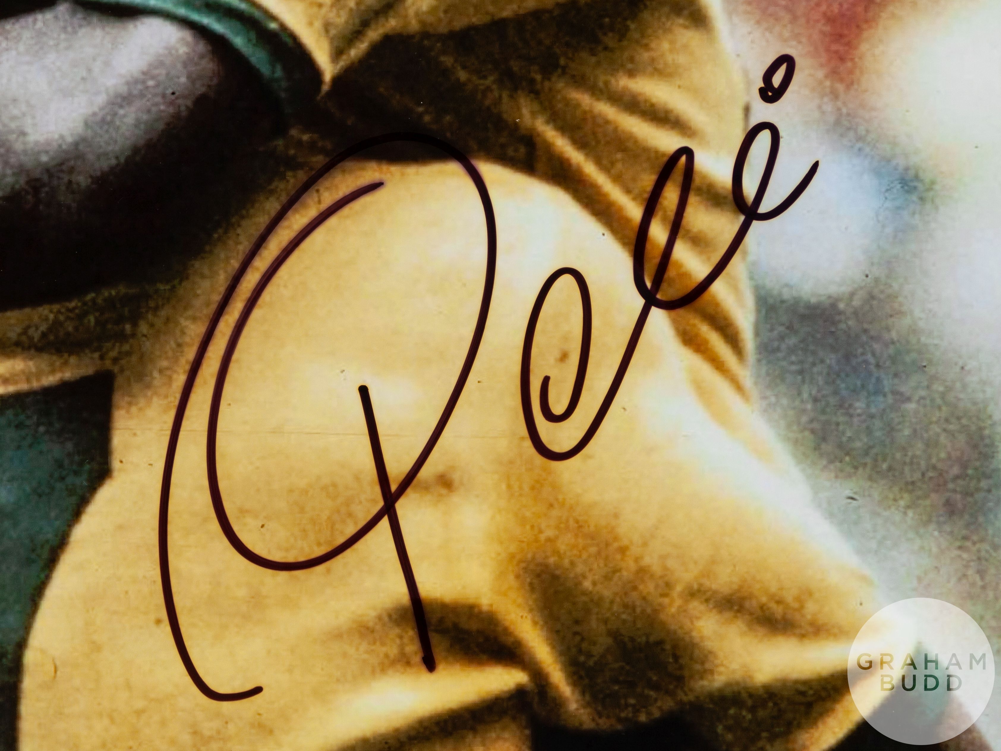 A large colour photographic print of Pele celebrating scoring Brazil's 100th World Cup Goal - Image 2 of 3