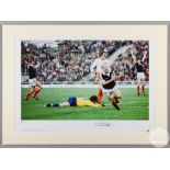 A large colour photographic print of Archie Gemmill scoring for Scotland against Argentina in the 19