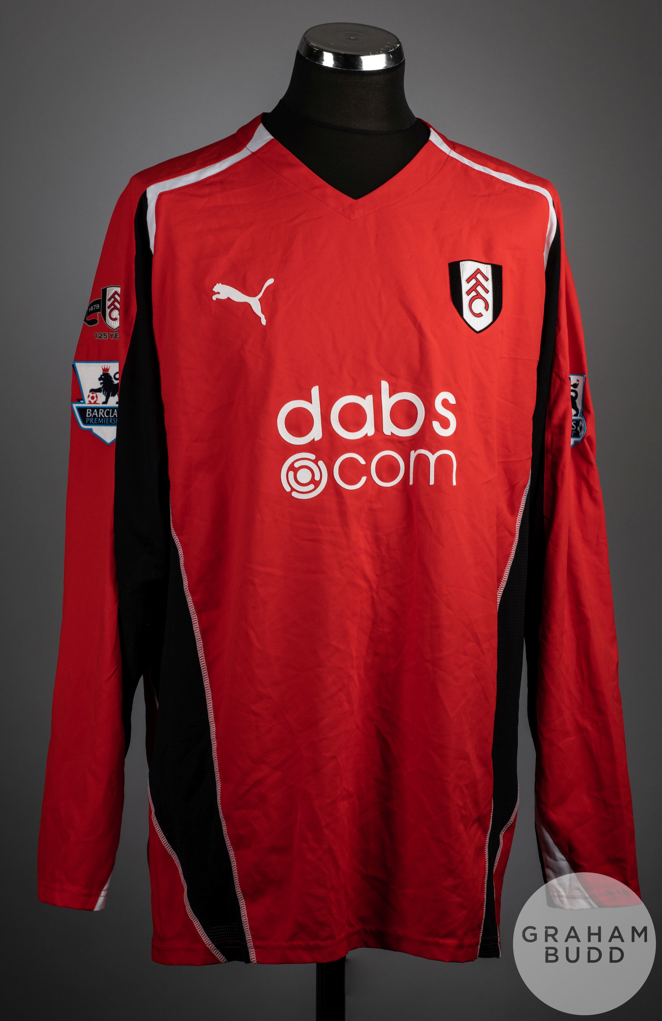 Mark Crossley red, white and black No.12 Fulham goalkeepers shirt, 2003-04