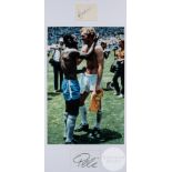 Bobby Moore and Pele double-signed 1970 World Cup shirt swap framed photographic display,