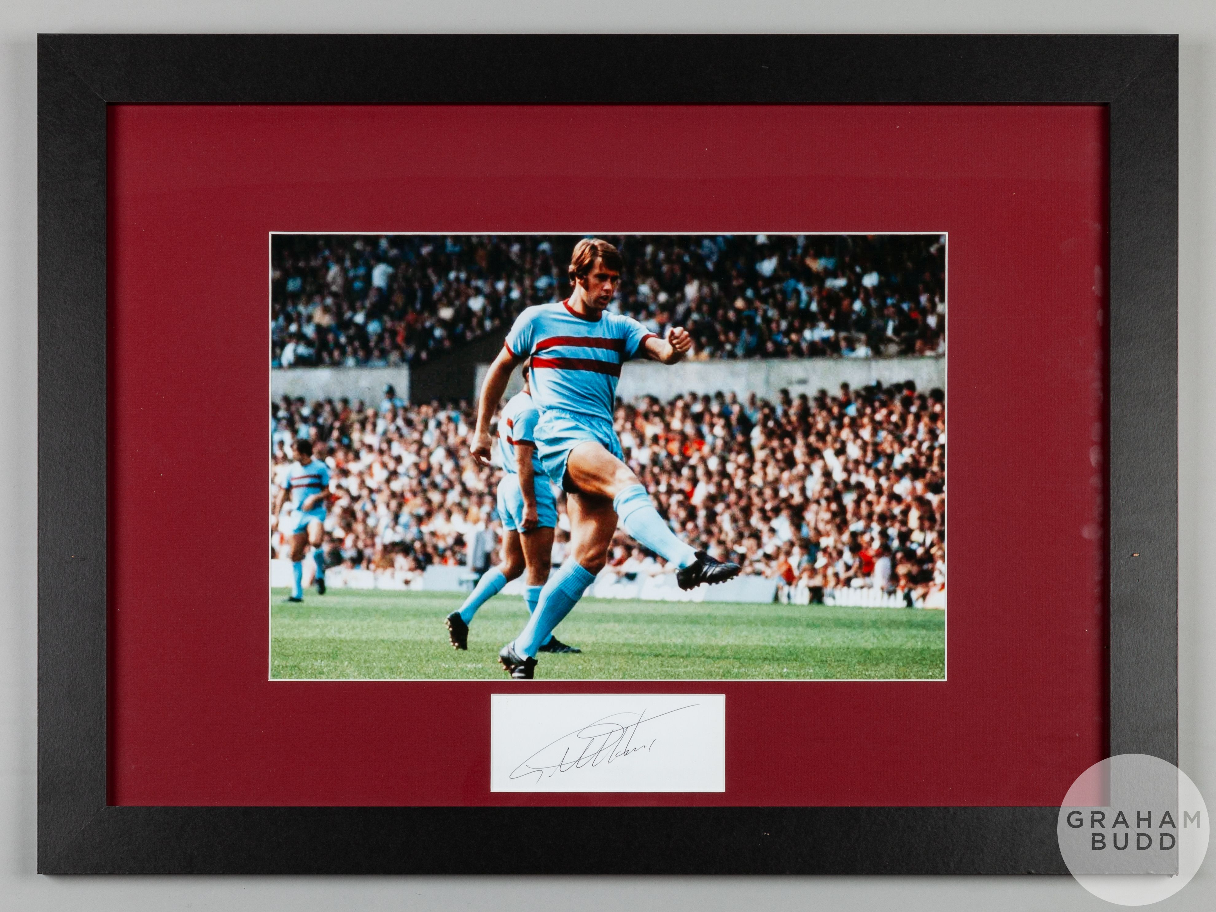 Geoff Hurst signed West Ham framed photographic display,