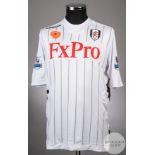 Philippe Sendros white and black Fulham FC no.4 shirt season 2012-13 from the game v Arsenal