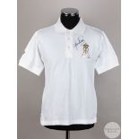 Shane Warne signed white Rajasthan Royals cricket polo shirt,