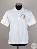 Shane Warne signed white Rajasthan Royals cricket polo shirt,