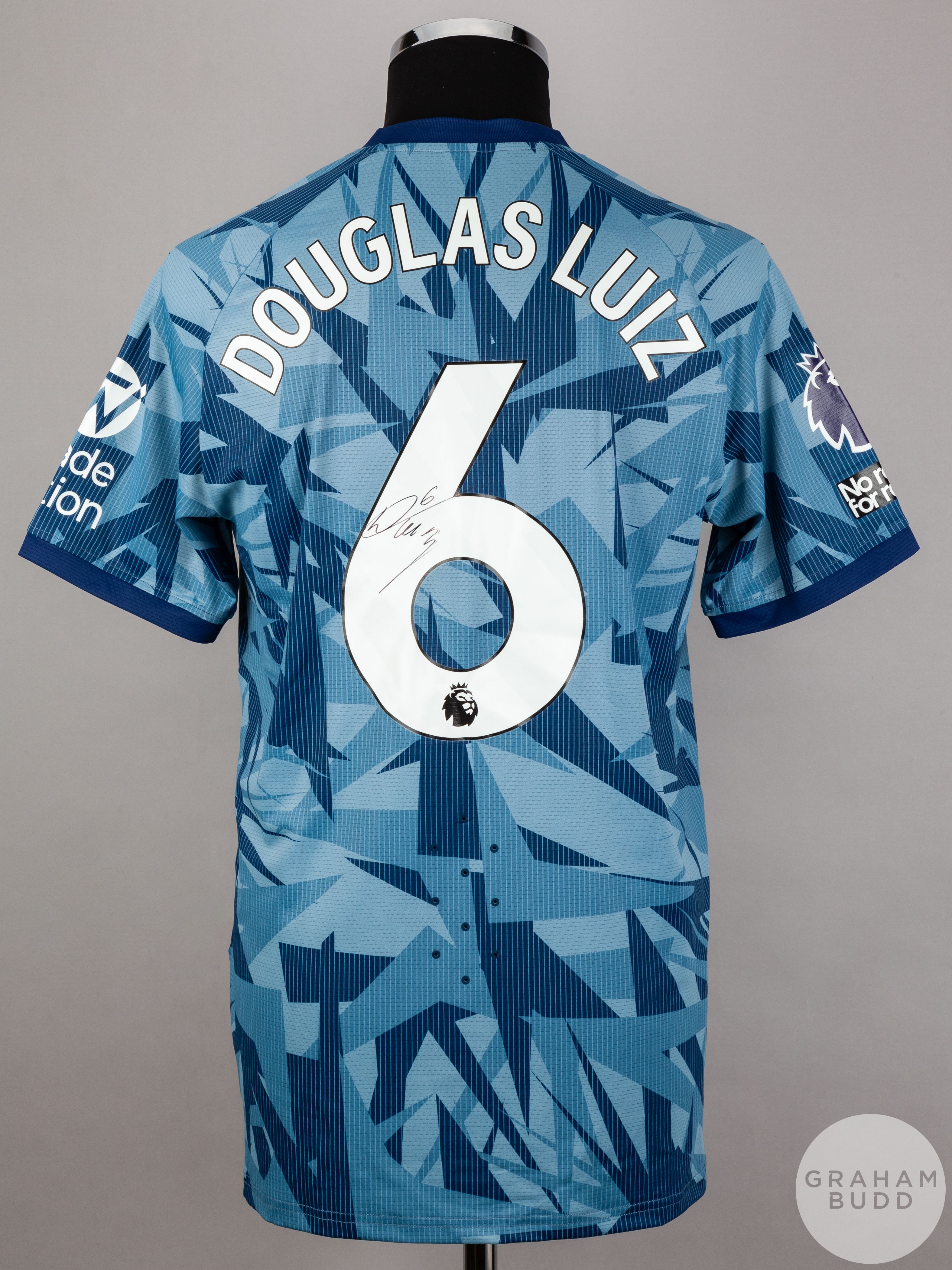 Douglas Luiz signed navy & sky blue Aston Villa No.6 third choice shirt, season 2023-24, - Bild 2 aus 5