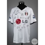 Bobby Zamora squad signed white No.9 Fulham match worn short-sleeved shirt, 2008-09