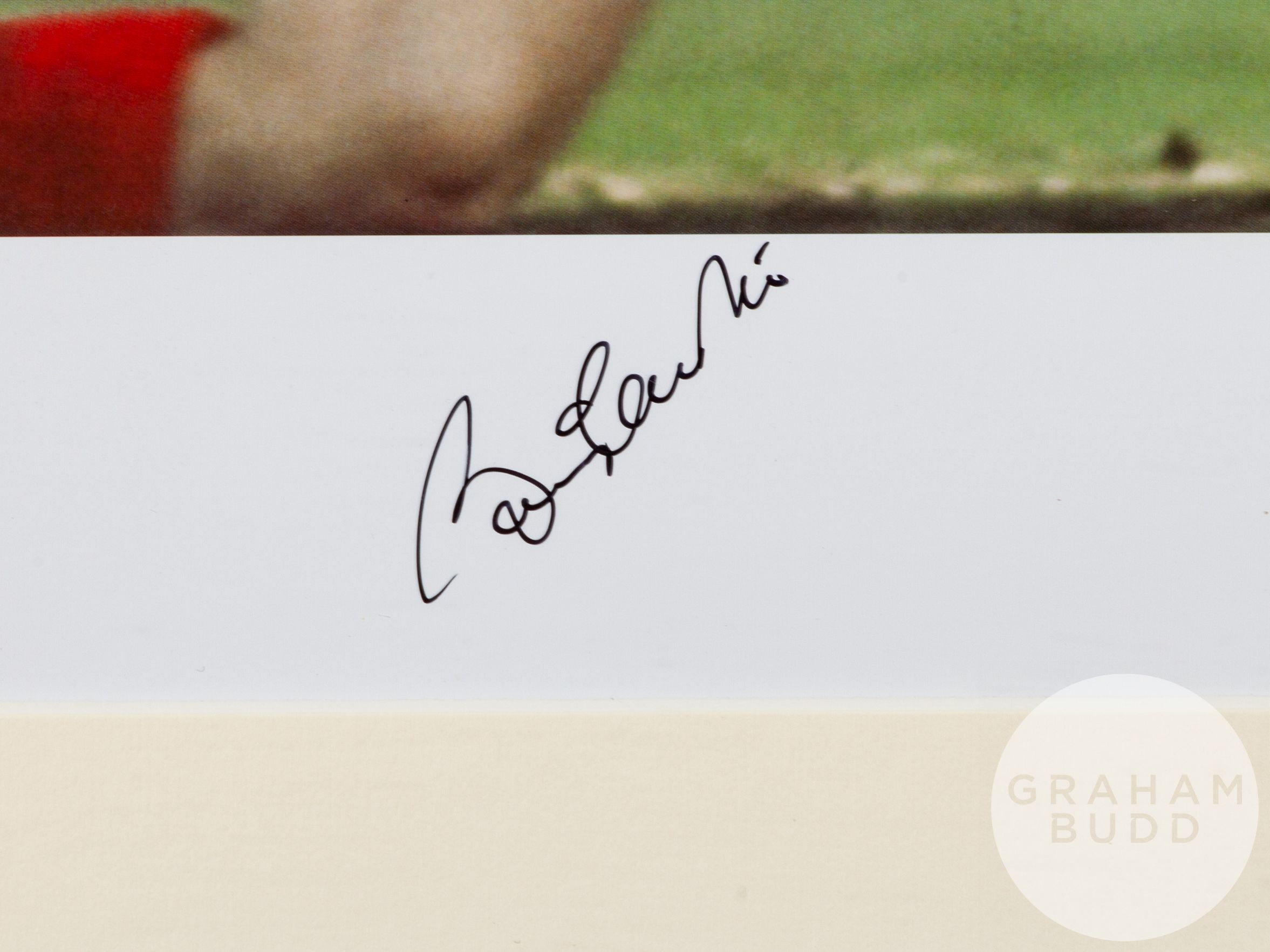 A large colour photographic print of Sir Bobby Charlton playing for Manchester United - Image 2 of 2