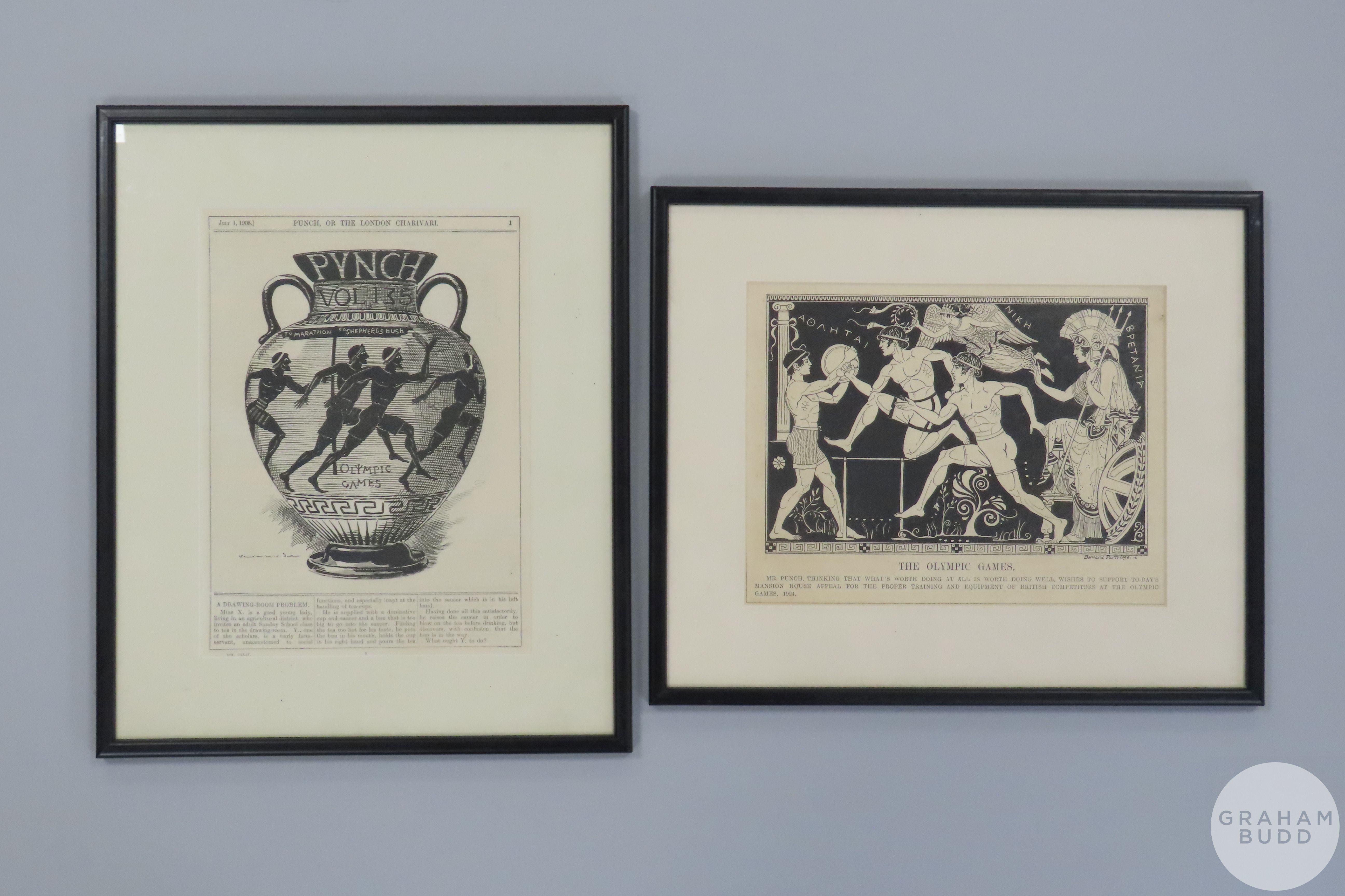 Two Mr Punch Olympic Games prints,