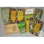 Collection of cricket books including The First Test Match, hardback