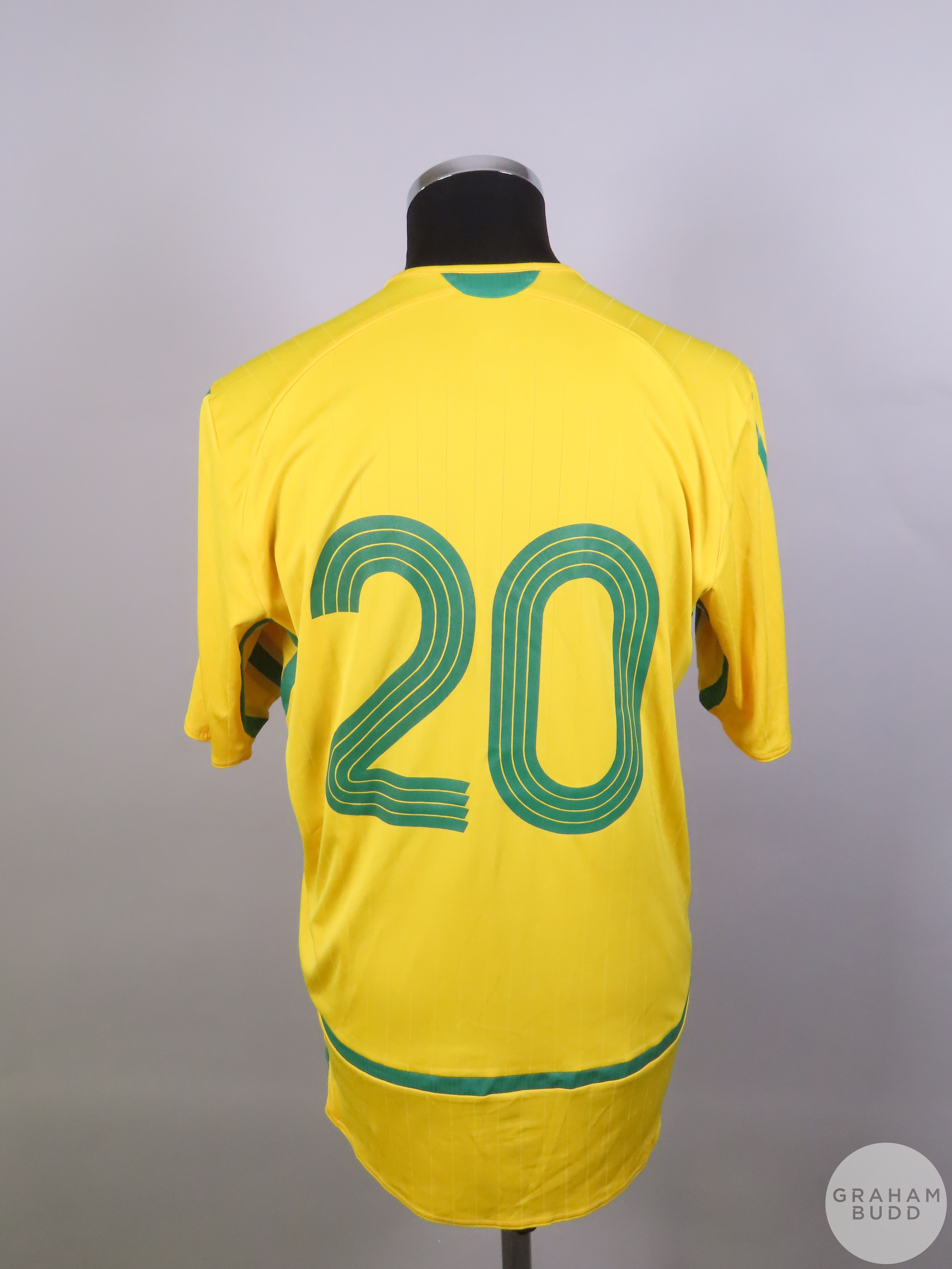 Yellow and green South Africa No.20 home shirt, 2006, - Image 2 of 2