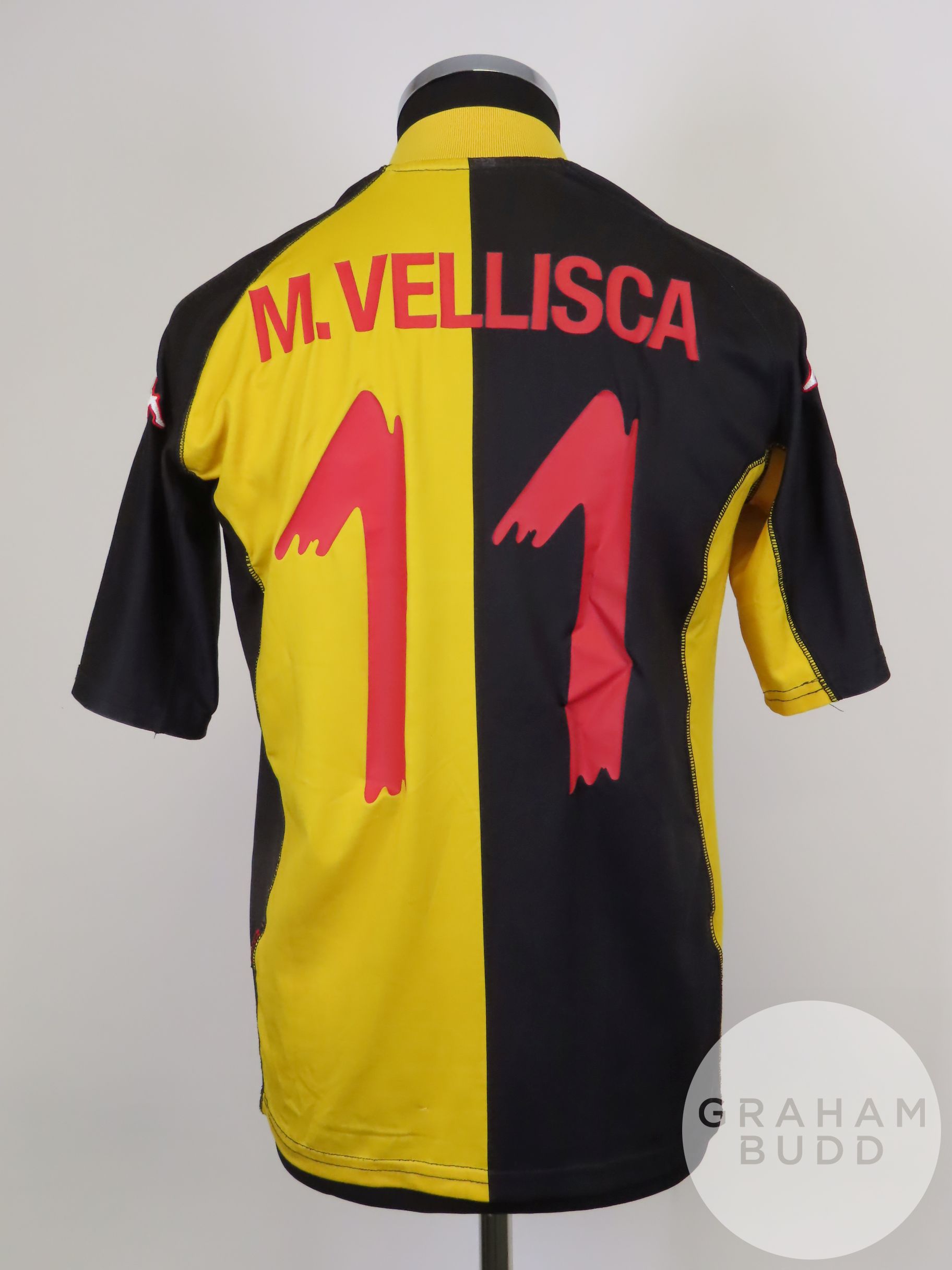 Martin Vellisca black and yellow No.11 Real Zaragoza match worn short-sleeved shirt, 2001-02 - Bild 2 aus 2