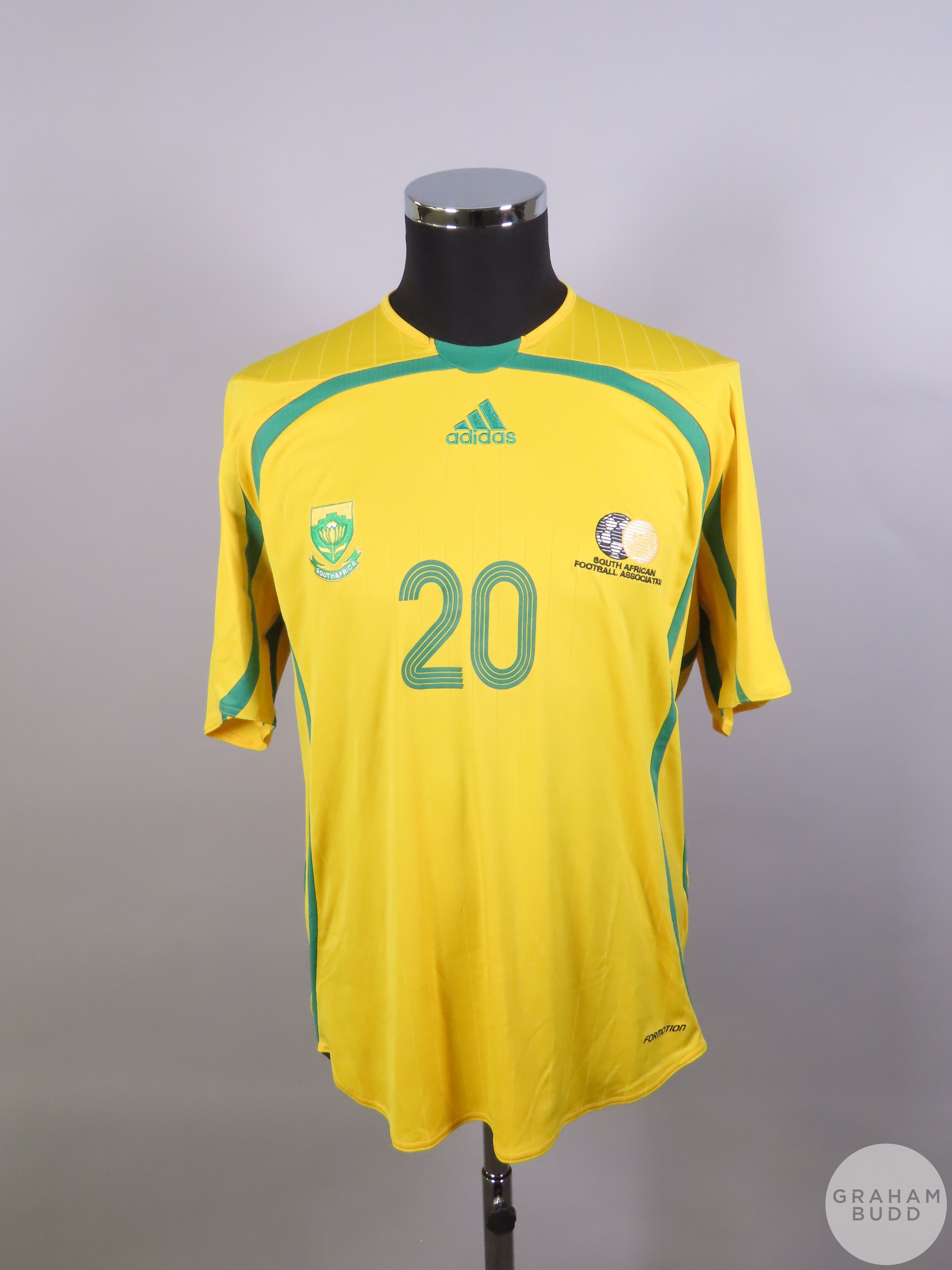 Yellow and green South Africa No.20 home shirt, 2006,