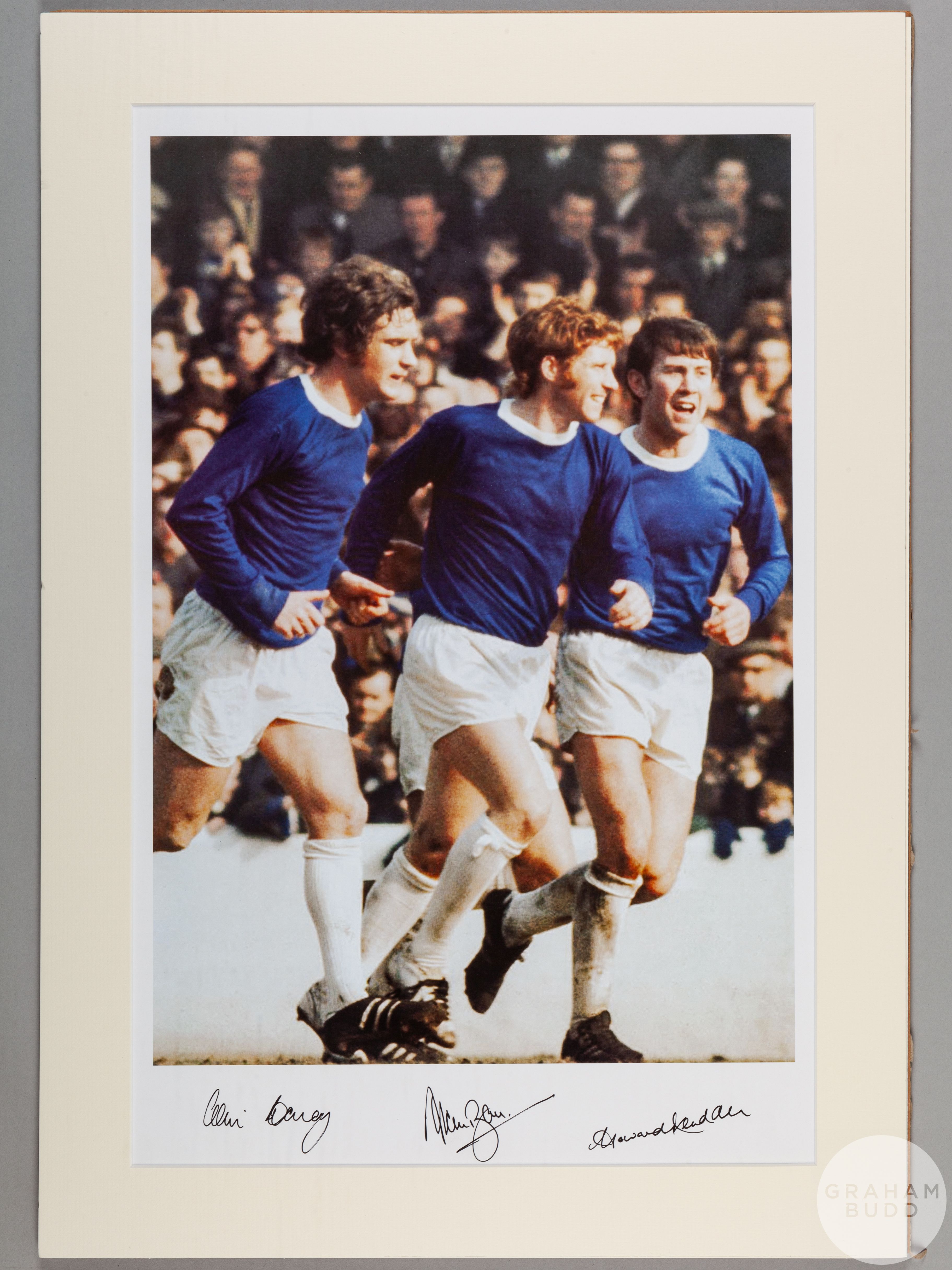 A large colour photographic print of the Holy Trinity midfield of Everton FC