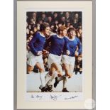 A large colour photographic print of the Holy Trinity midfield of Everton FC