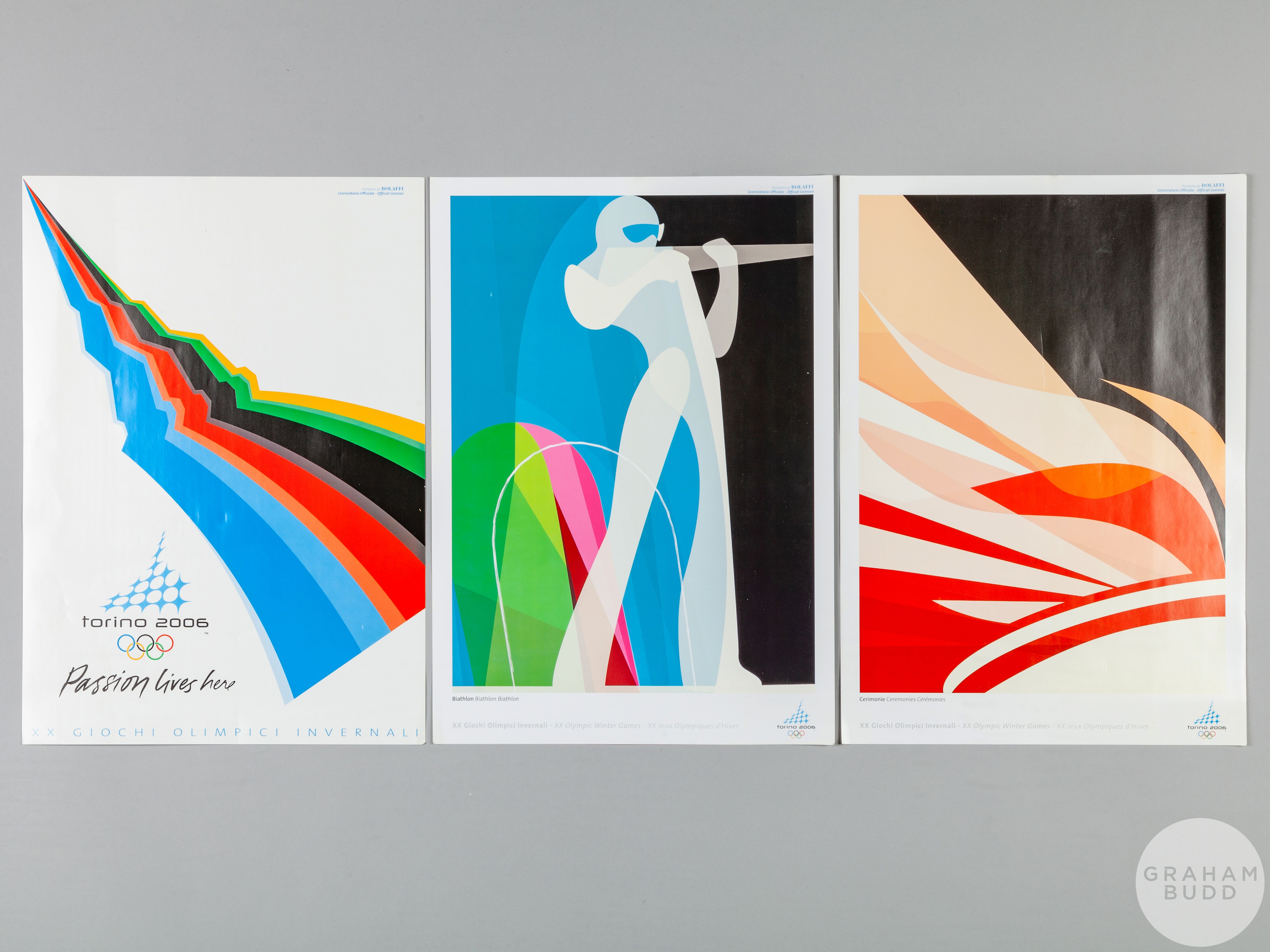 Three Torino 2006 Winter Olympic Games poster cards,