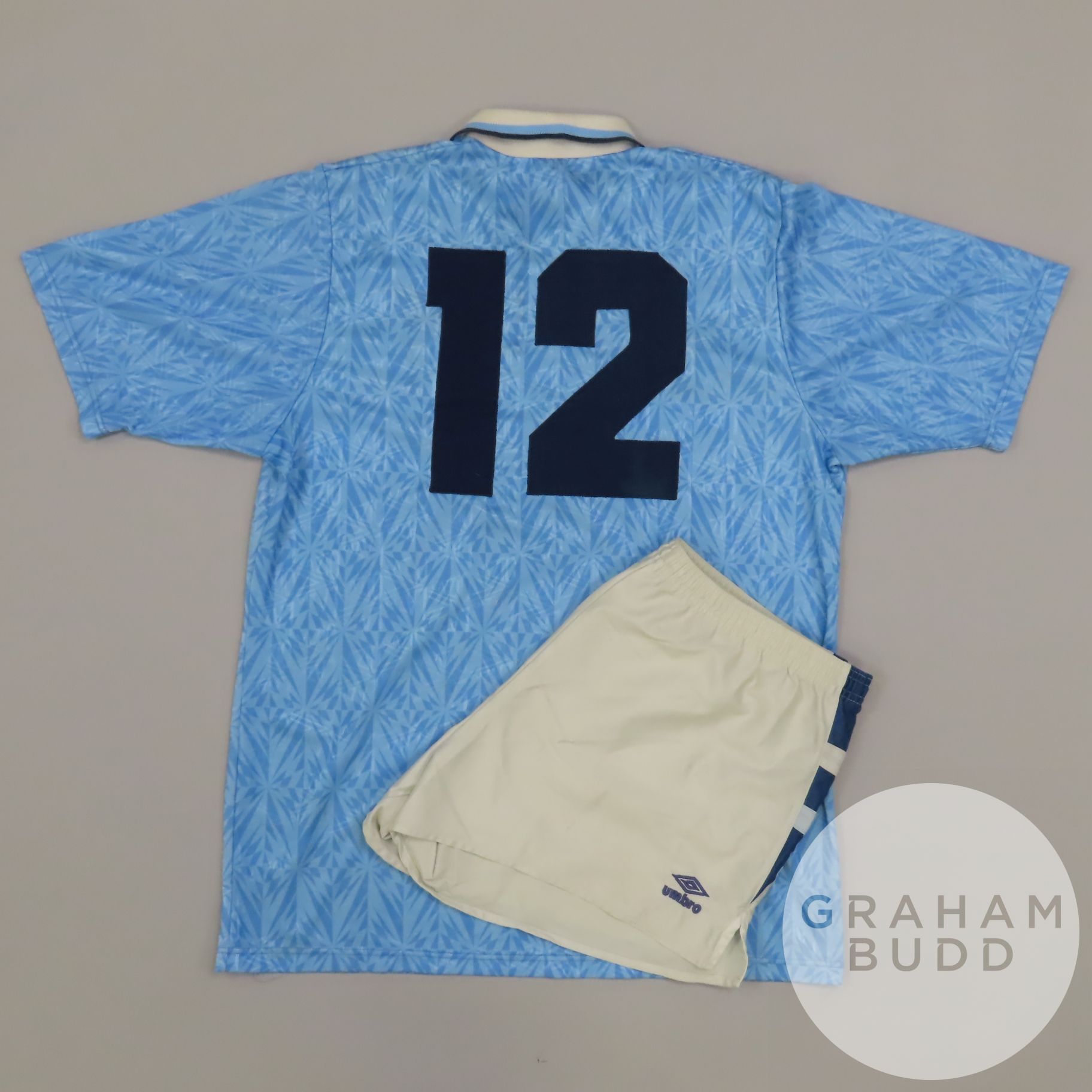 Sky blue No.12 Lazio match worn short-sleeved shirt, 1993-94, Umbro, L - Image 2 of 2