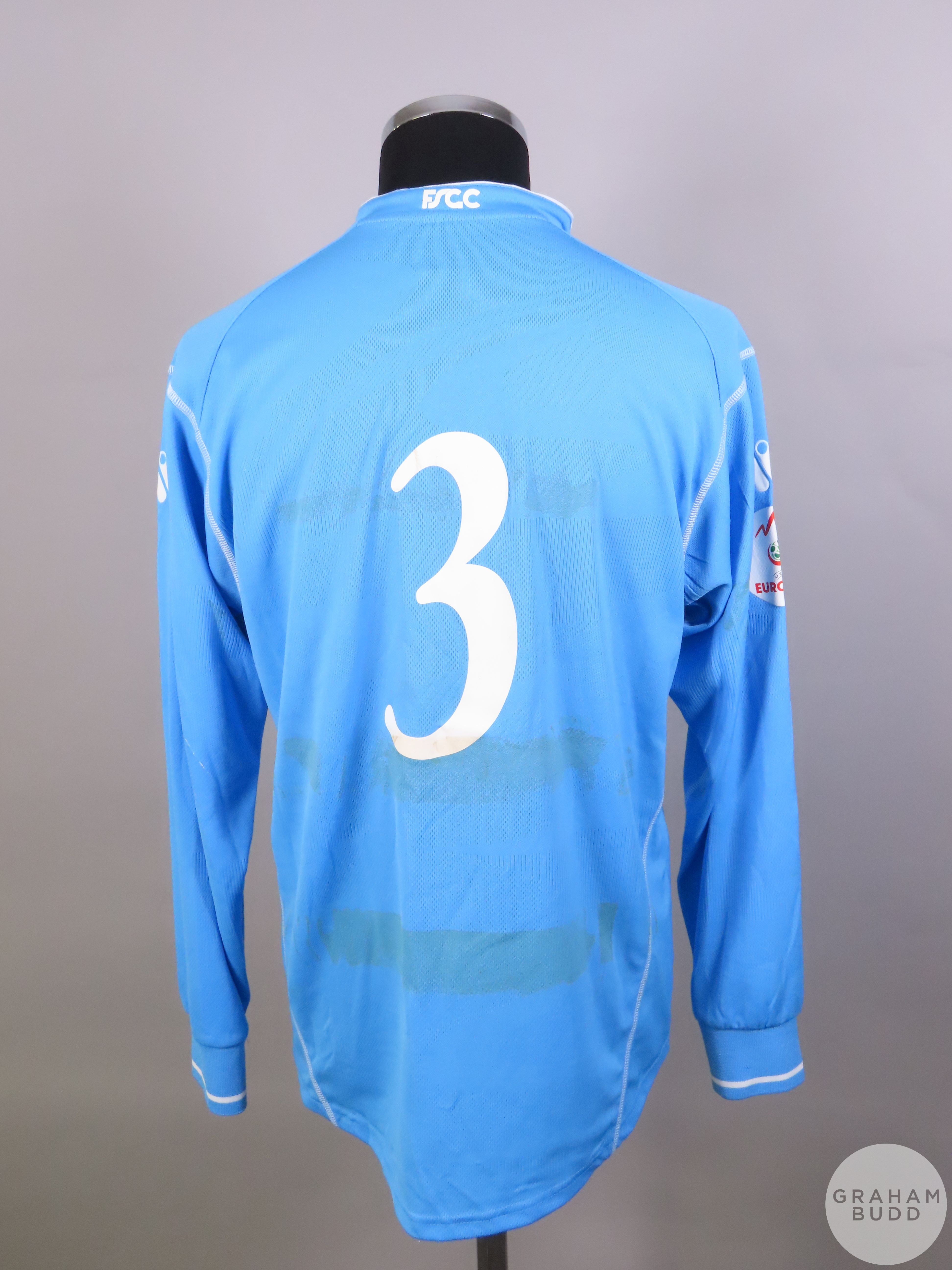 Blue San Marino No.3 2008 Euro home shirt, 2008, - Image 2 of 2