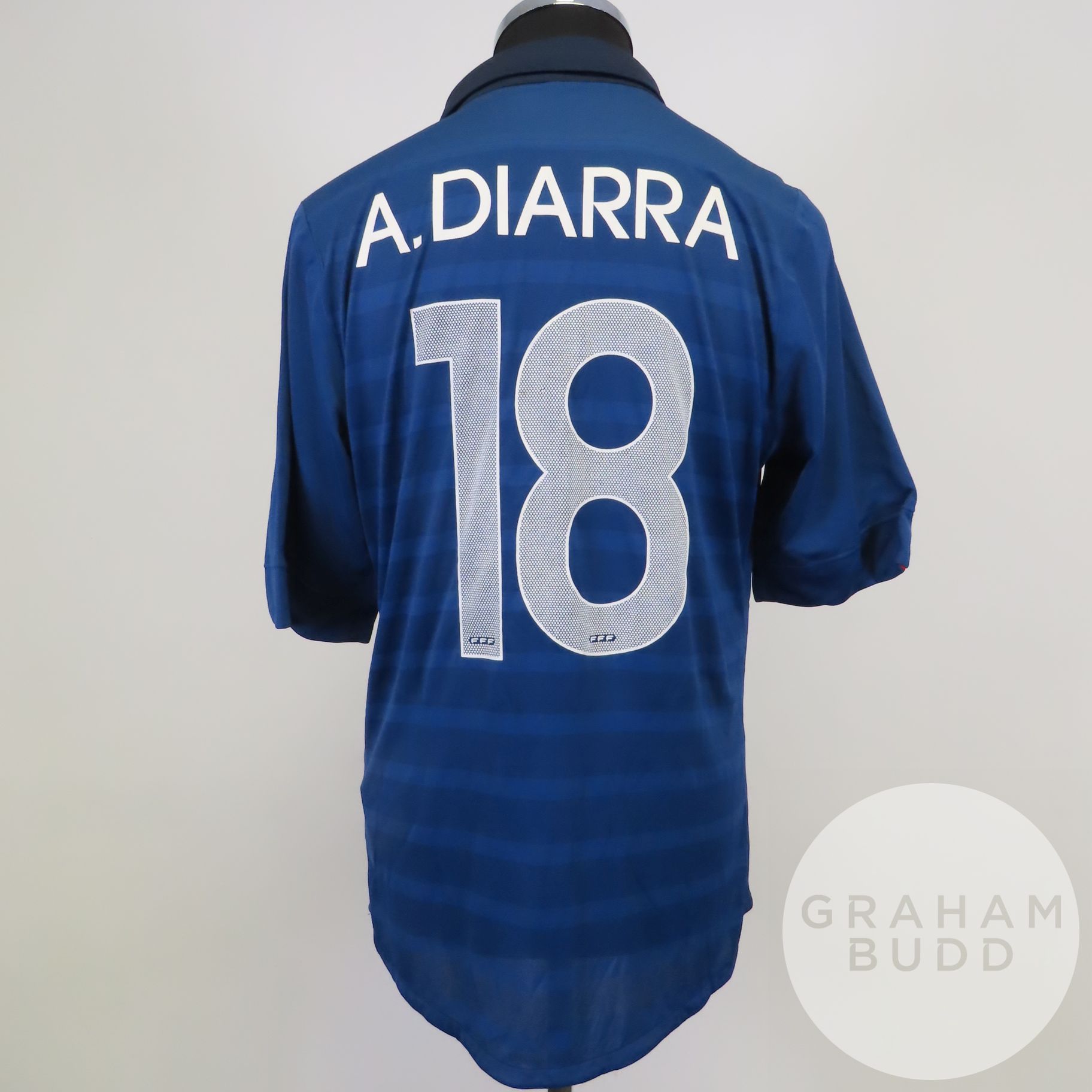 Alou Diarra blue No.18 France match issued short-sleeved shirt, 2011 - Image 2 of 2