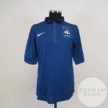 Alou Diarra blue No.18 France match issued short-sleeved shirt, 2011