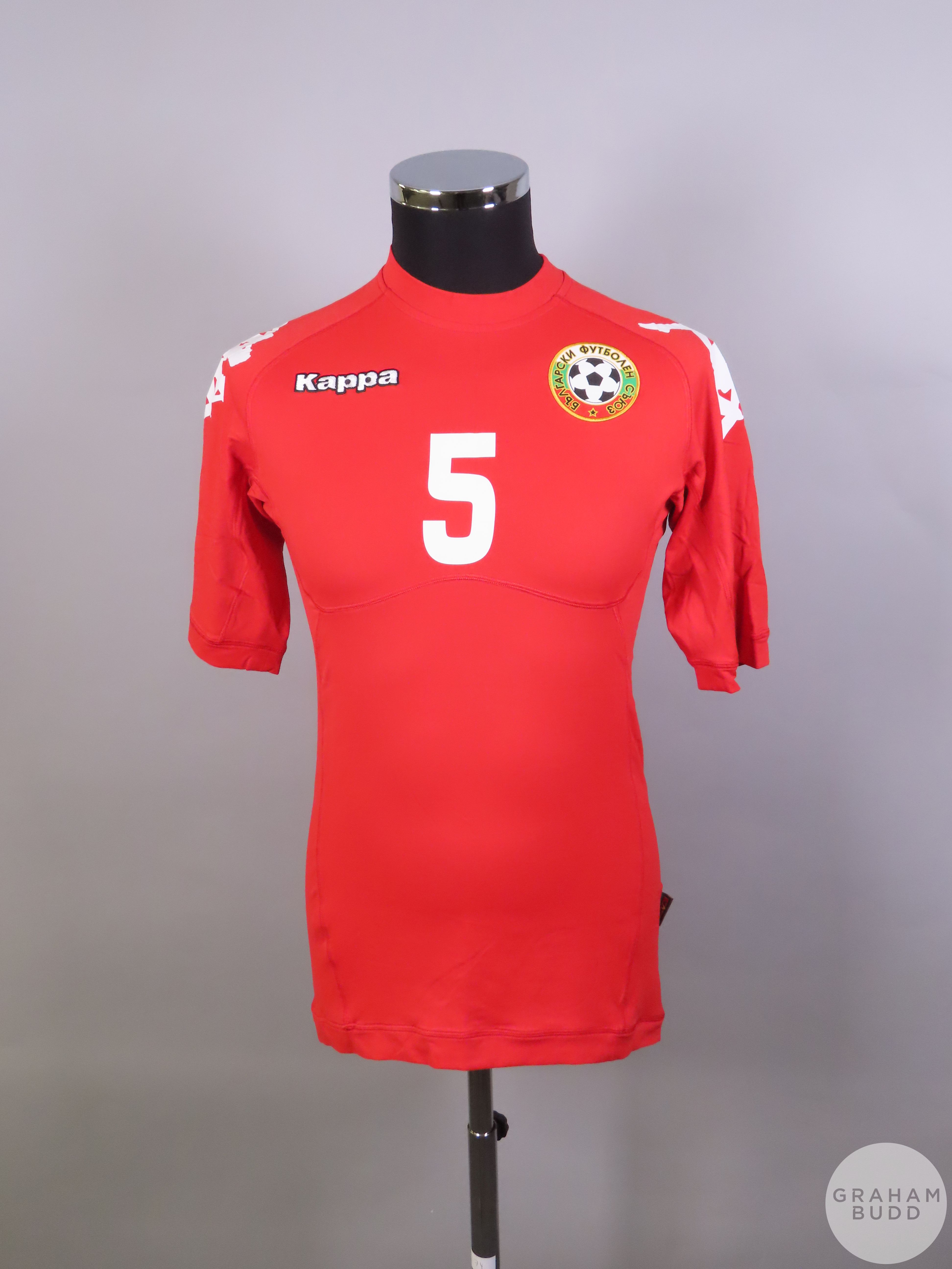 Aleksander Tsvetkov red Bulgaria No.5 away shirt, 2011,