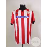 Ander Iturraspe red and white No.8 Athletic Bilbao match worn short-sleeved shirt, 2011-12