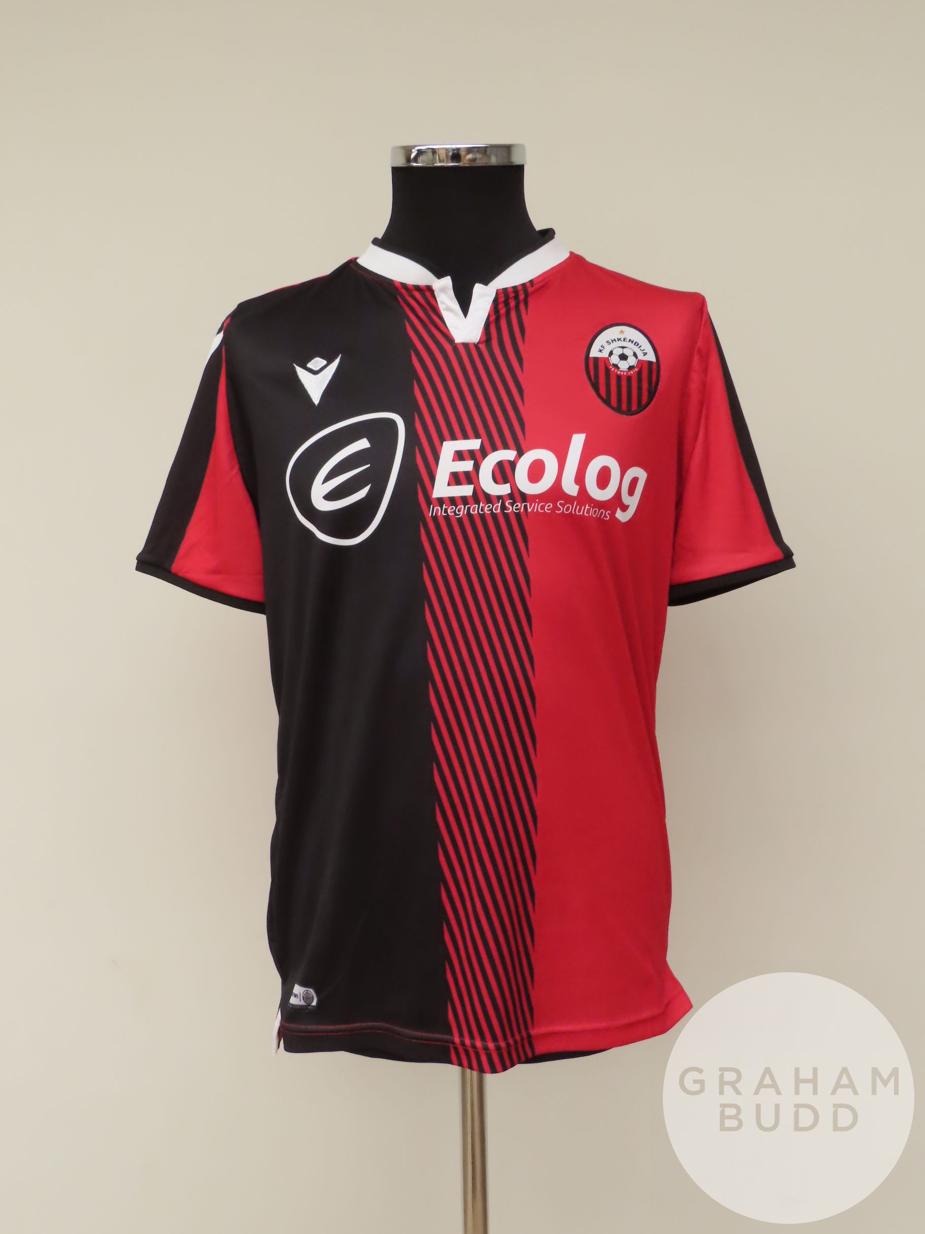 Ljupcho Doriev red, white and black Shkendija no.14 shirt, 2020-21,