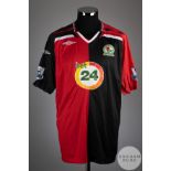 Roque Santa Cruz black and red No.9 Blackburn Rovers short sleeved shirt, 2007-08