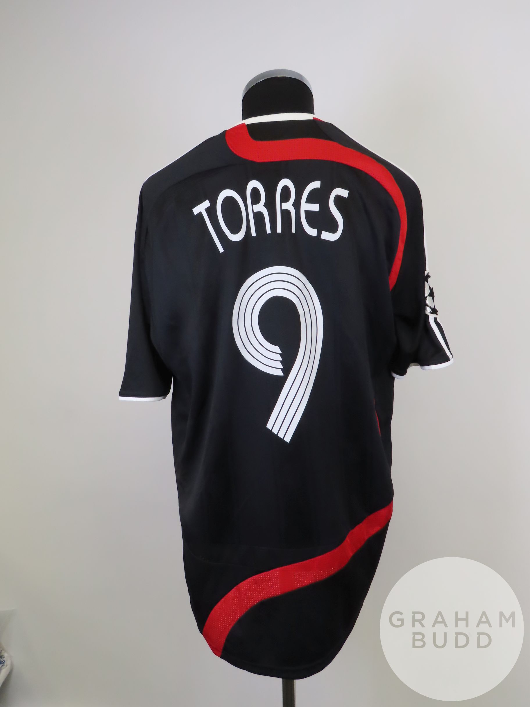 Fernando Torres black and red No.9 Liverpool match issued Champions League shirt, 2007 - Image 2 of 2