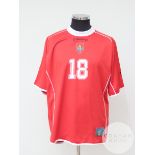 Red and white Uruguay no.18 away shirt, 2001,