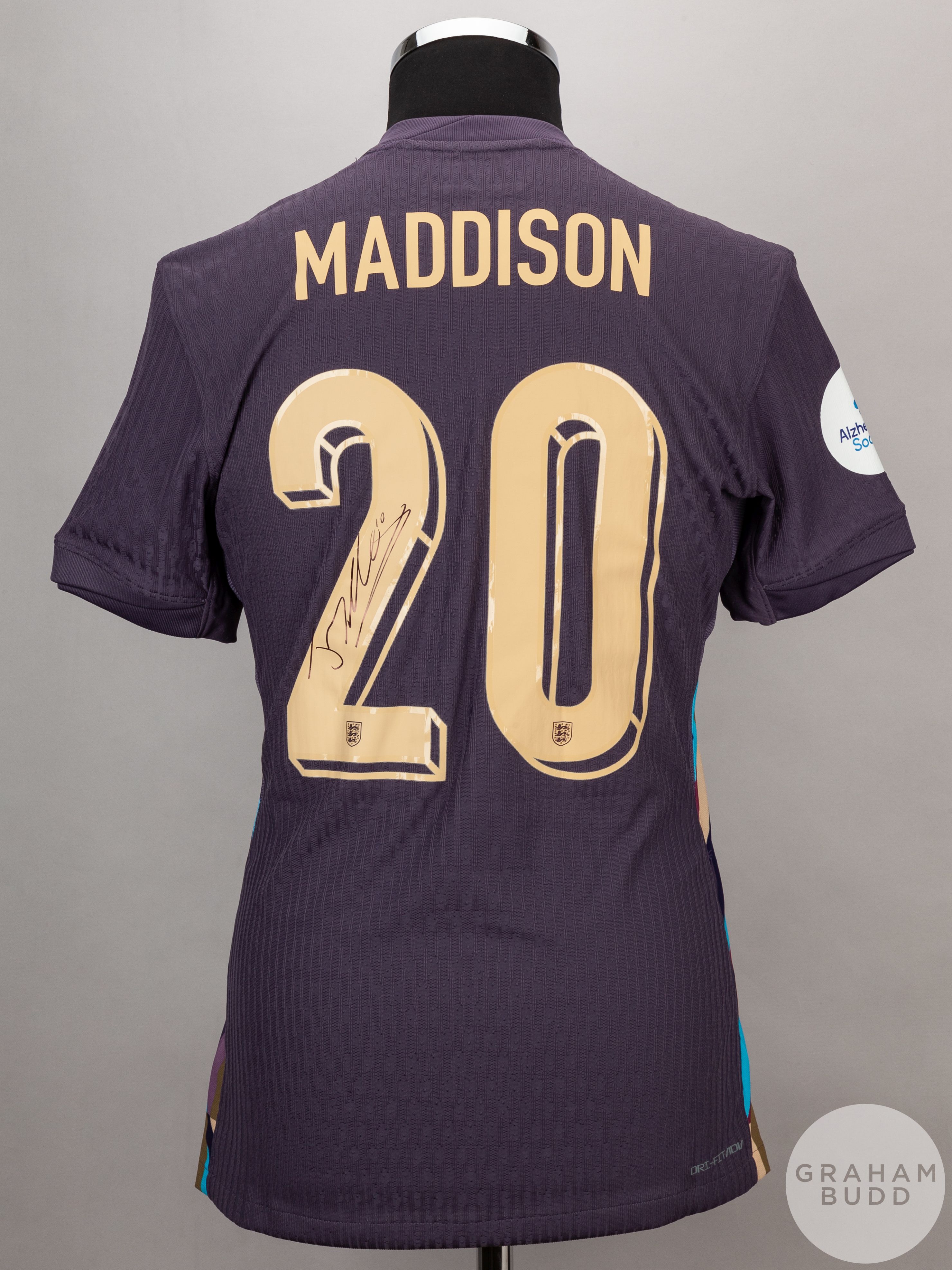 James Maddison signed dark pale maroon England No.20 away shirt v Belgium on 26th March 2024, - Image 2 of 6
