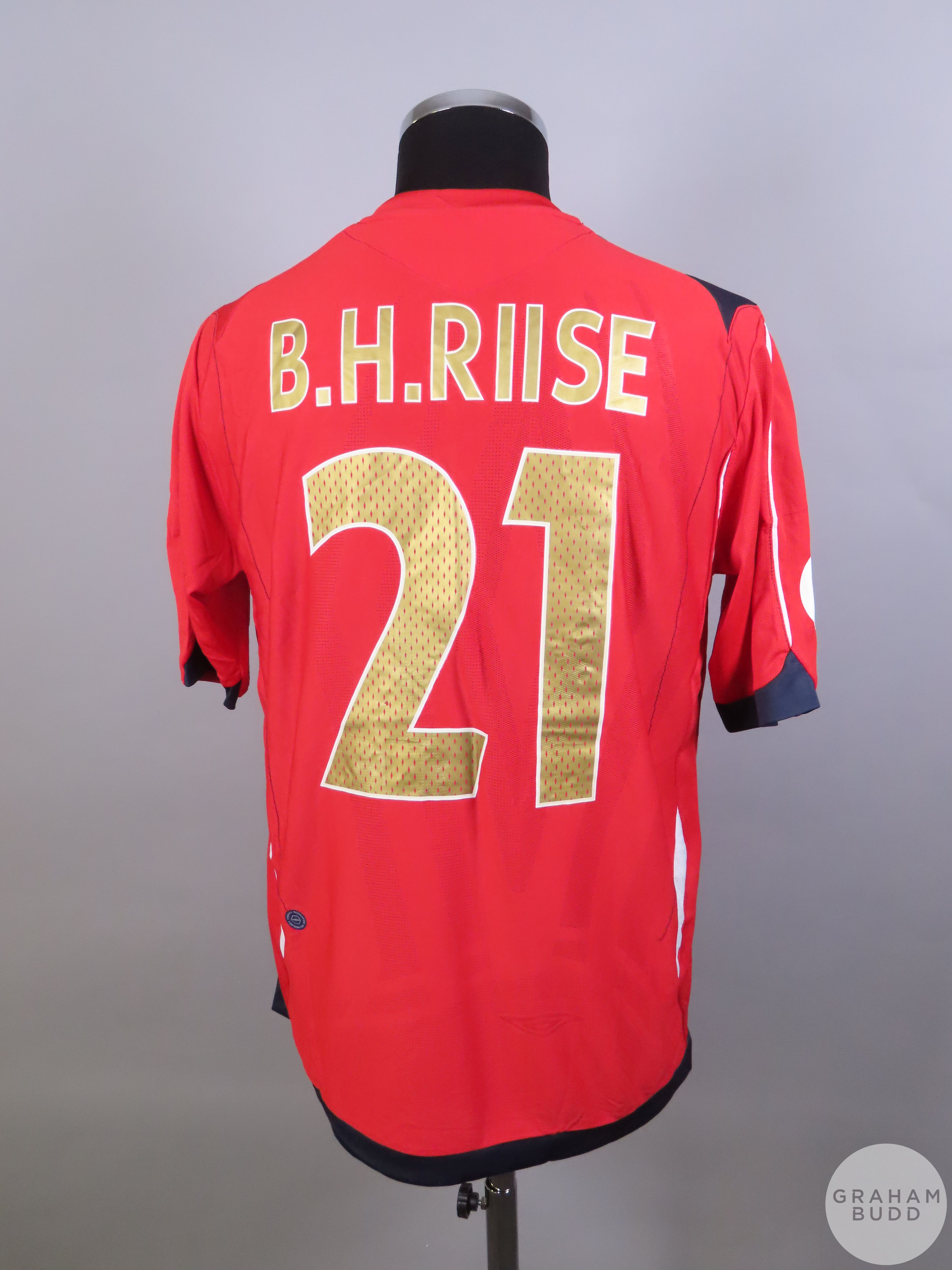 Bjorn Helge Riise red Norway No.21 2008 Euro Qualifier home shirt, 2006, - Image 2 of 2