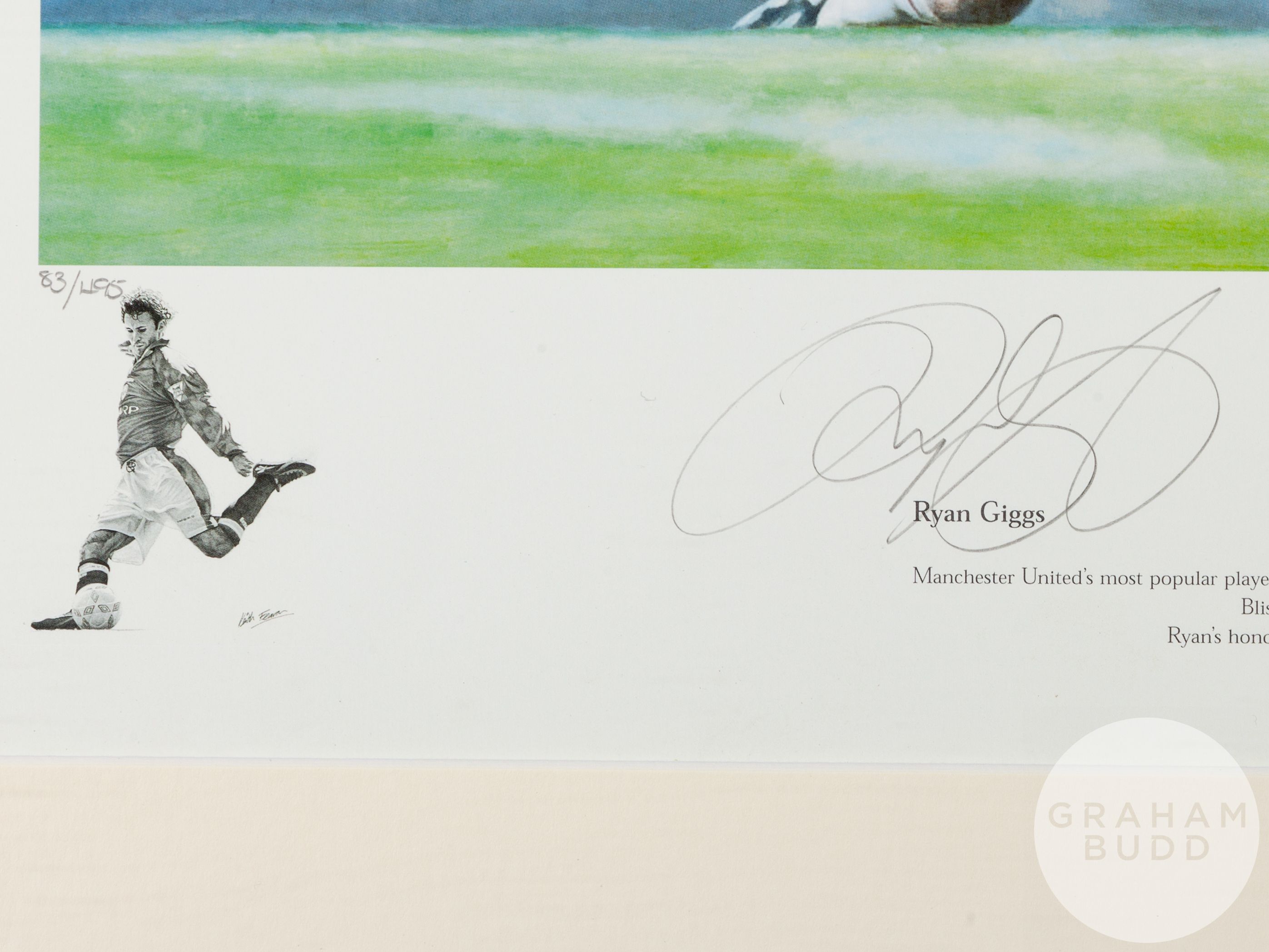 A large colour print of Ryan Giggs playing for Manchester United against Liverpool titled Breaking T - Image 2 of 3
