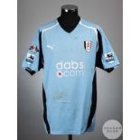 Leroy Rosenior sky blue and black No.37 Fulham worn short-sleeved shirt, 2004-05
