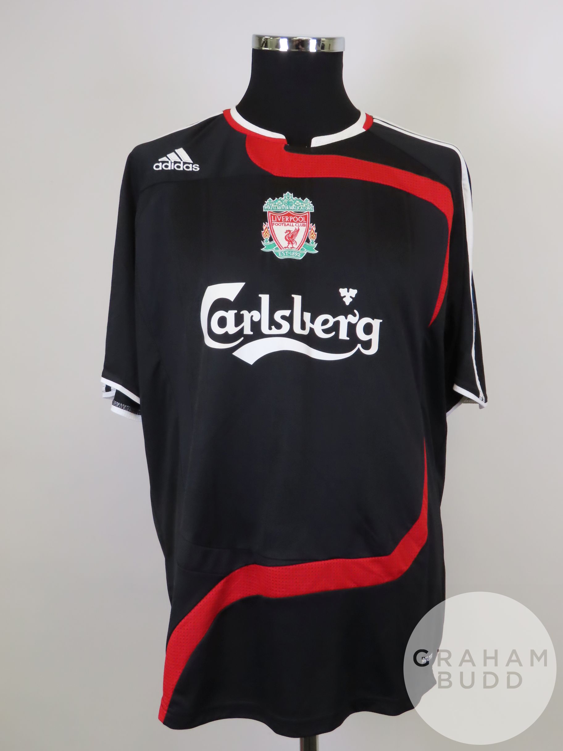 Fernando Torres black and red No.9 Liverpool match issued Champions League shirt, 2007