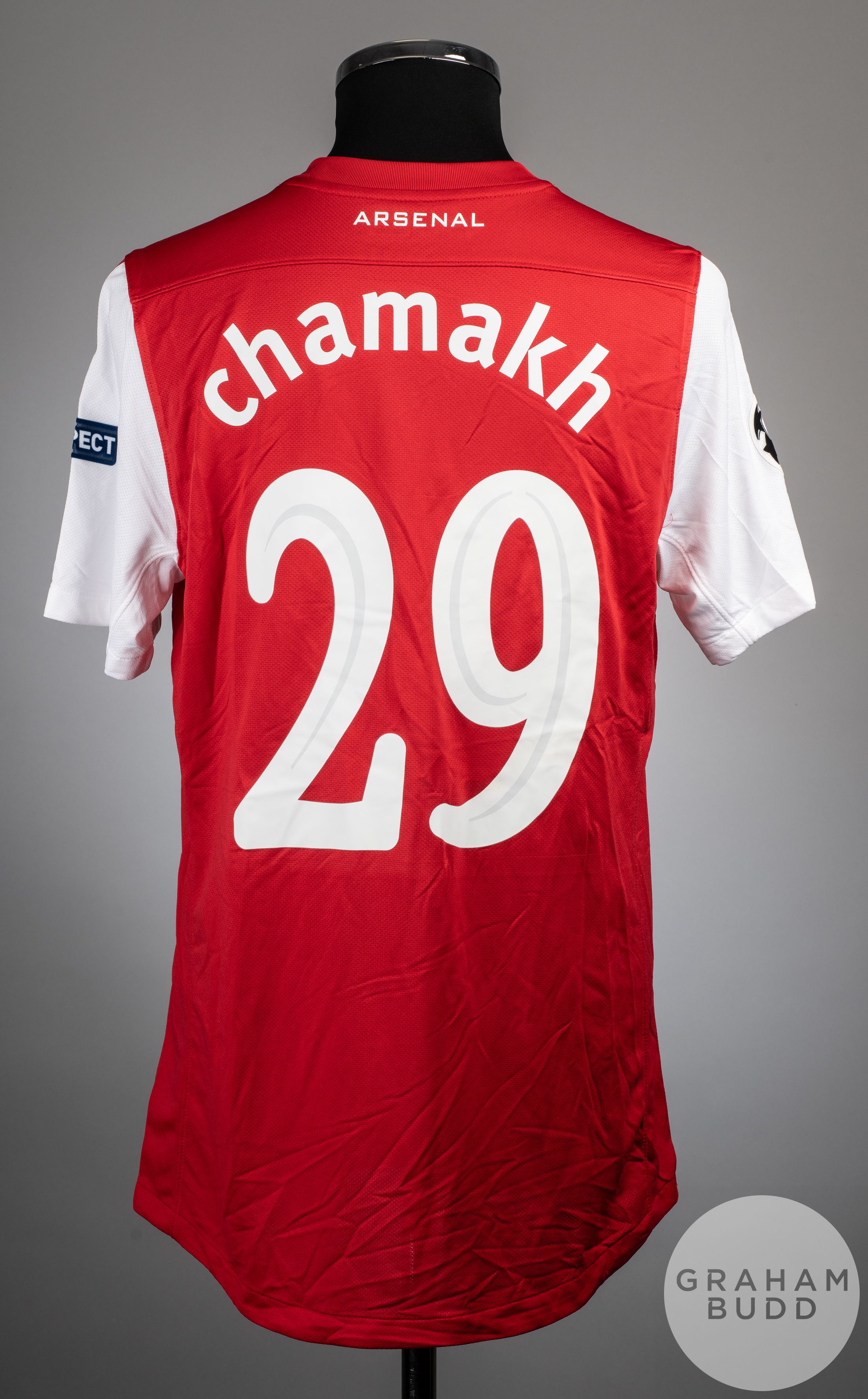 Marouane Chamakh red No.29 Arsenal Champions League short-sleeved shirt, 2011-12 - Image 2 of 2