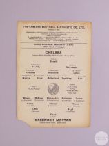 Chelsea v Greenock Morton single sheet friendly programme October 29th 1962