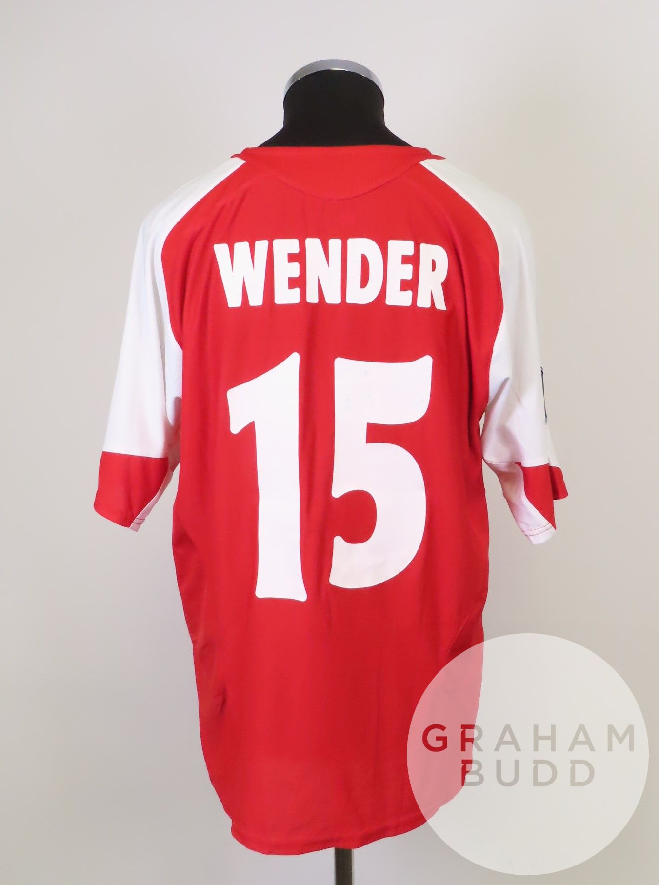 Wender red and white No.15 Sporting Club Braga match short-sleeved shirt, 2006-07 - Image 2 of 2