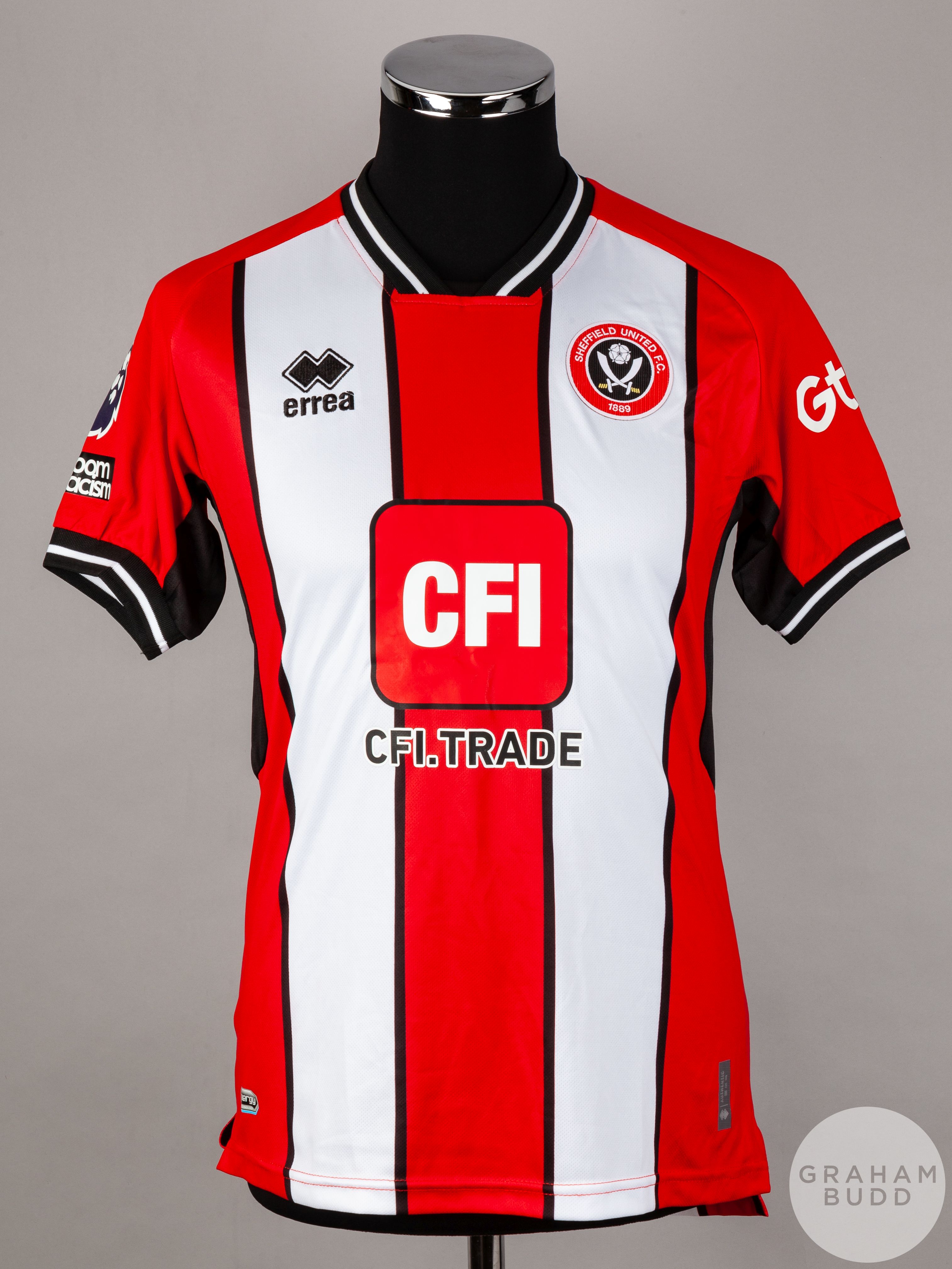 James McAtee signed red, white & black Sheffield United No.28 home shirt, season 2023-24,