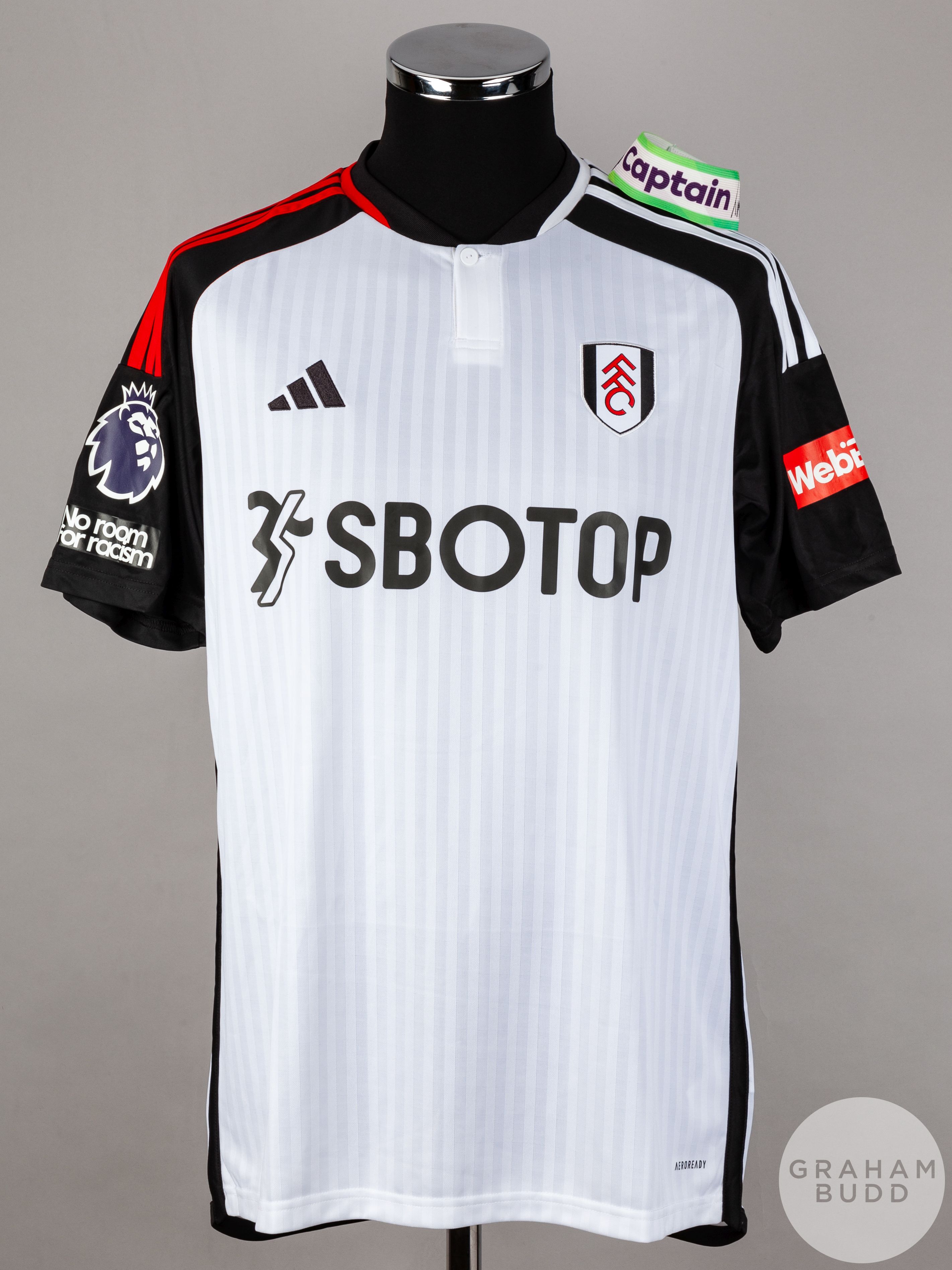 Thomas Cairney signed white, black & red Fulham No.10 home shirt, season 2023-24,