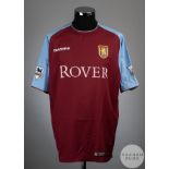 Darius Vassell claret and blue No.10 Aston Villa match worn short-sleeved shirt, 2003-04