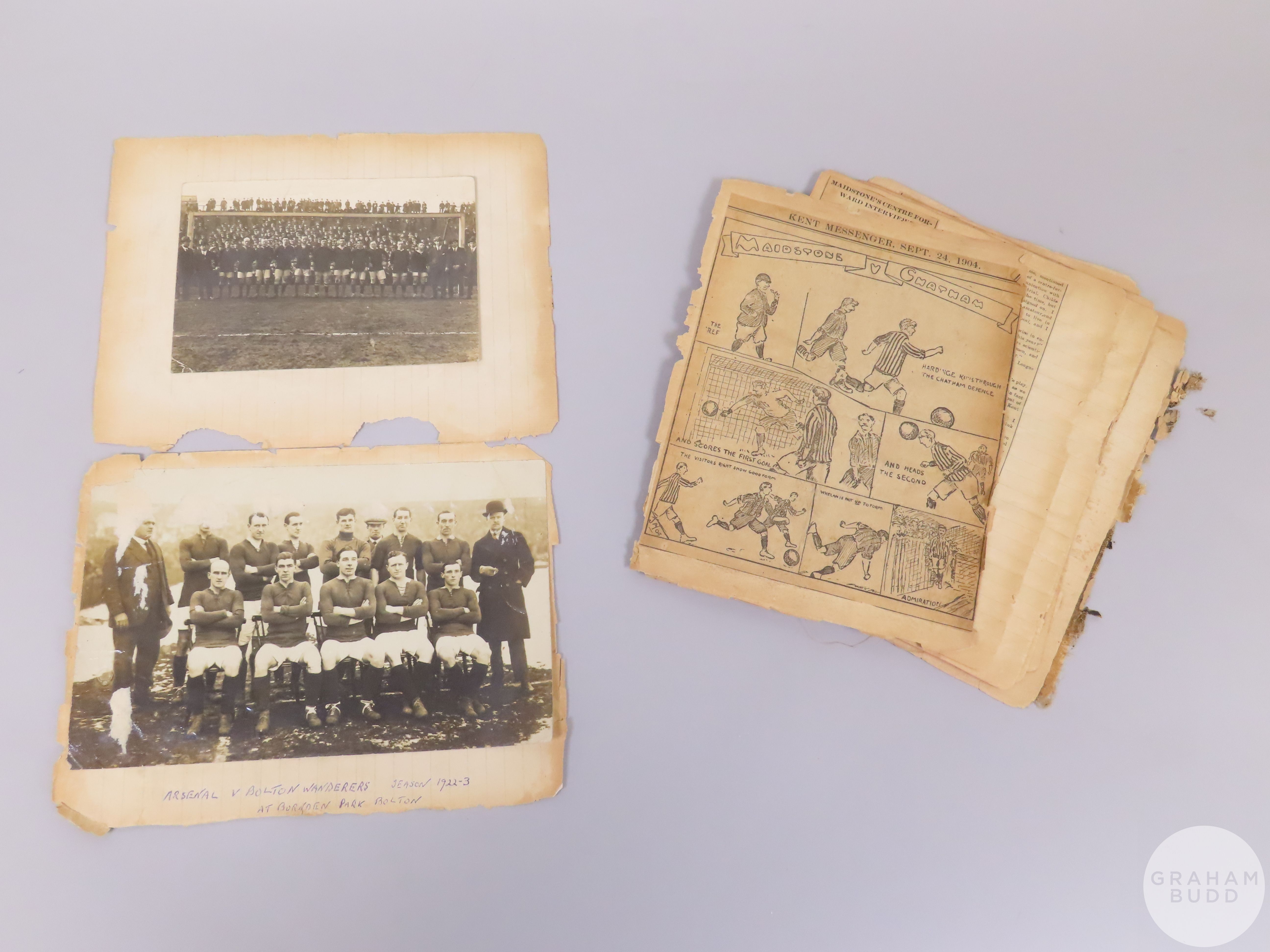 Two rare black and white Arsenal team press photographs, c.1919-20