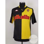 Martin Vellisca black and yellow No.11 Real Zaragoza match worn short-sleeved shirt, 2001-02