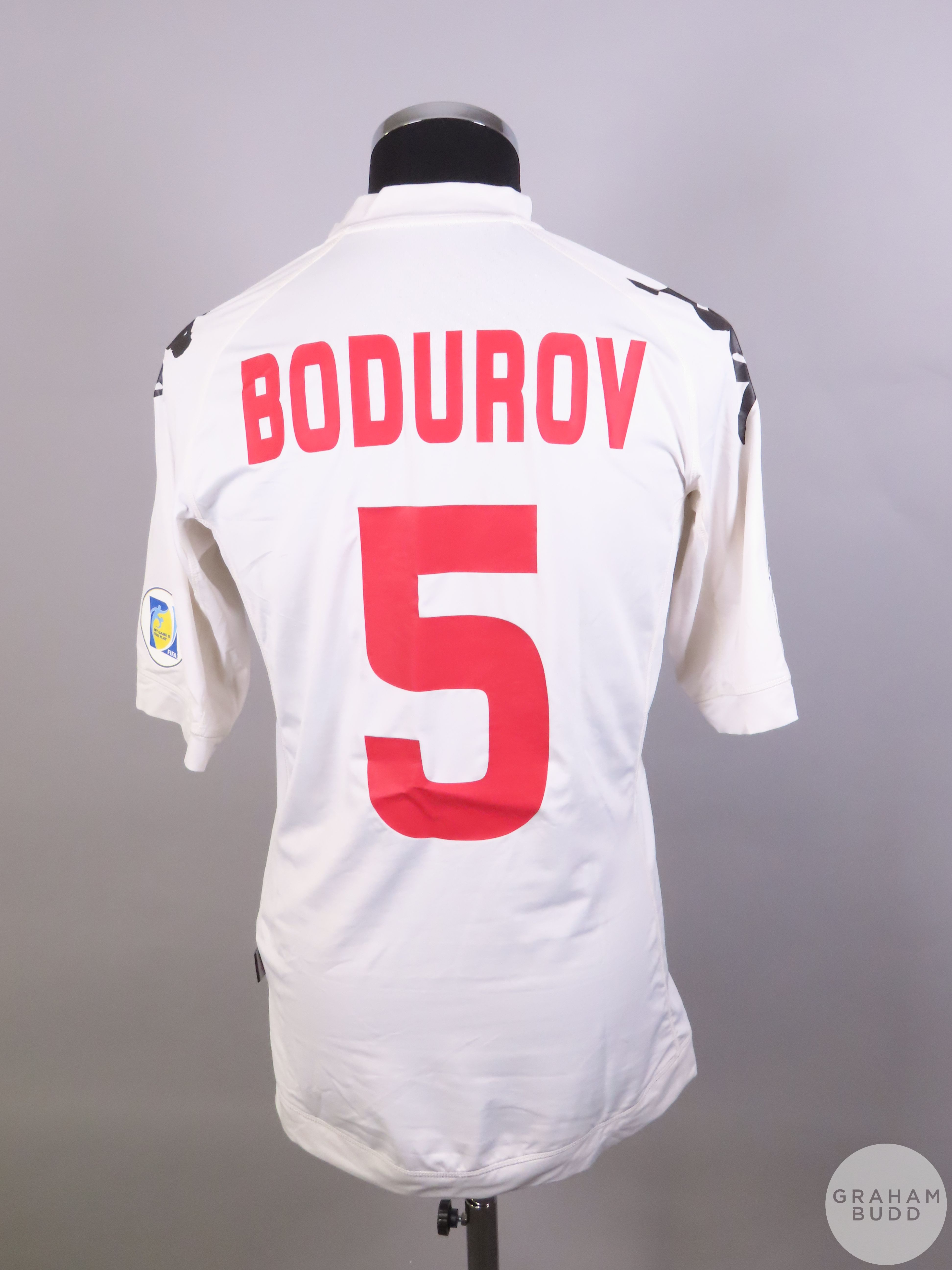 Nikolay Bodurov white Bulgaria No.5 2014 World Cup Qualifier home shirt, 2011, - Image 2 of 2