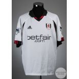 Steve Marlet signed white and black No.7 Fulham short-sleeved shirt, 2002-03