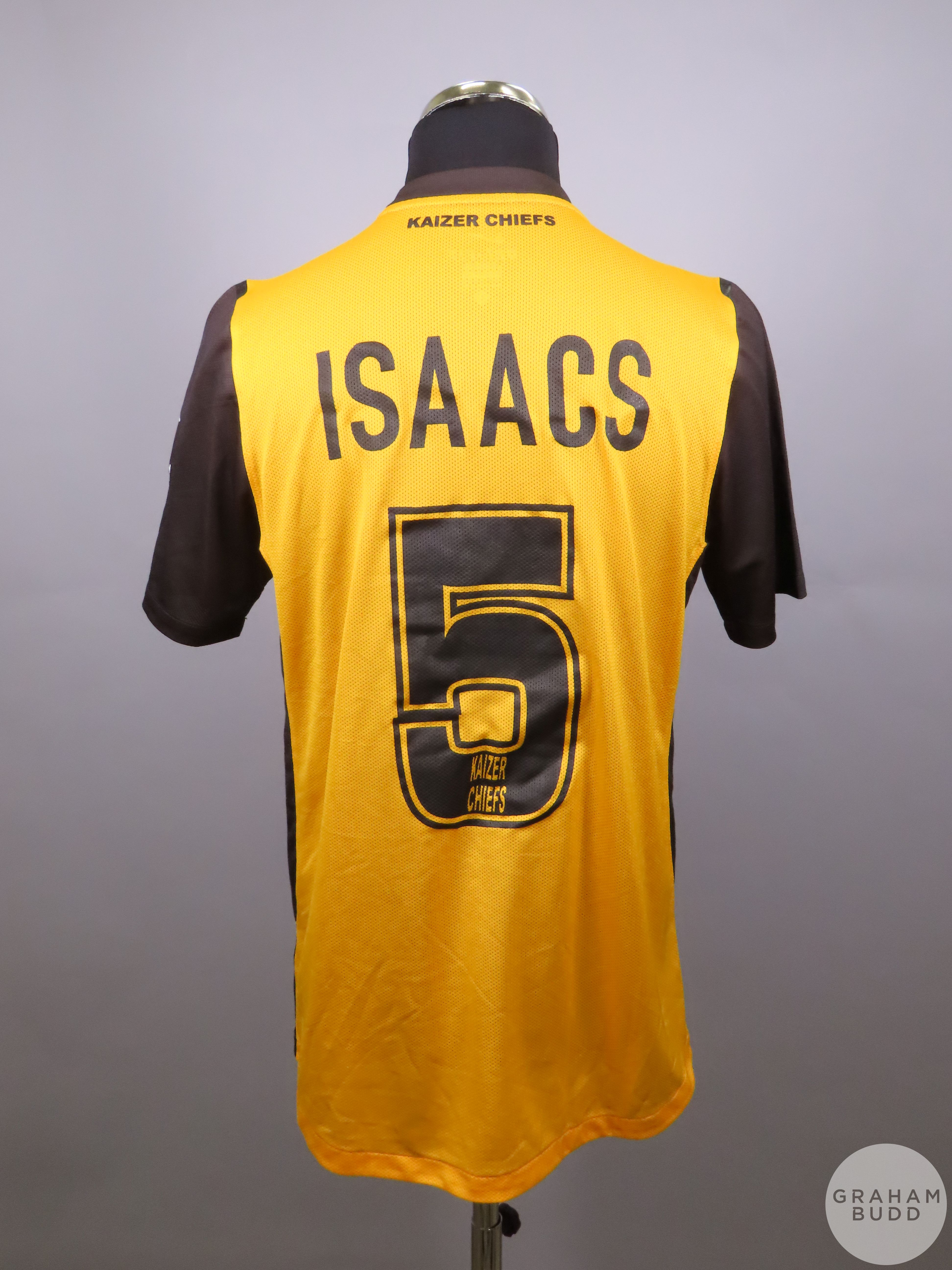 Isaacs yellow and black No.5 Kaiser Chiefs player issue short sleeved shirt 2019-20, Nike L - Bild 2 aus 2
