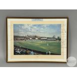 England & South Africa multi-signed 1994 Test Series 'The Oval' print by Alan Fearnley,