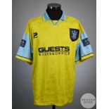 A rare yellow No.9 West Bromwich Albion match issued short sleeved Patrick away shirt, 1996-97
