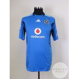 Senzo Meyiwa blue No.1 Orlando Pirates match worn short-sleeved shirt, 2011