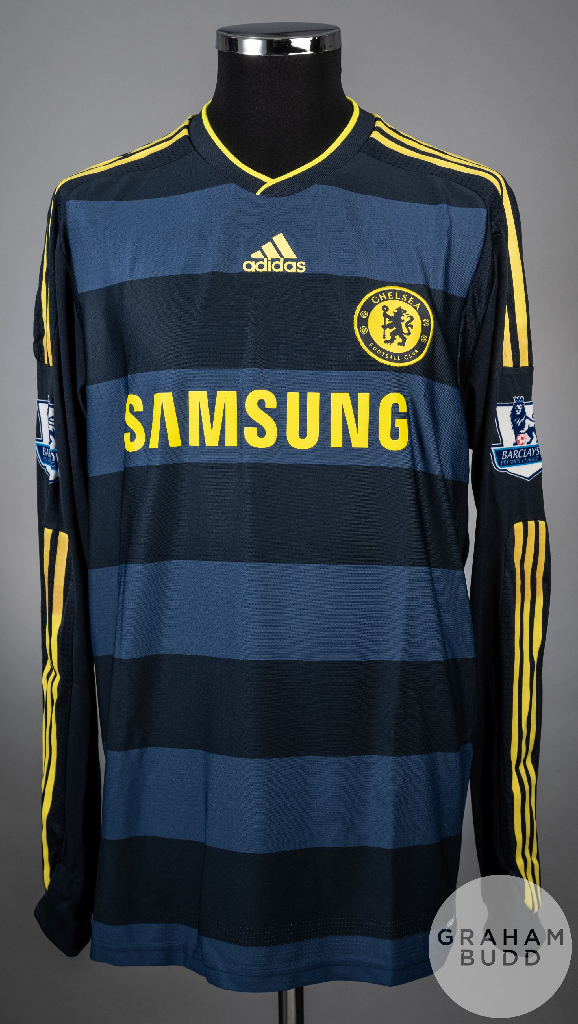 John Obi Mikel blue and yellow No.12 Chelsea long-sleeved shirt, 2009-10