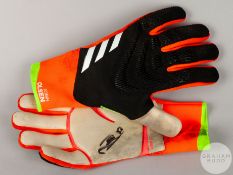 Aston Villa's Robin Olsen signed 'Predator' goalkeeping gloves,